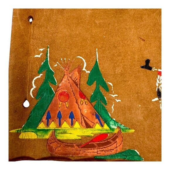 Vintage Moncton Canada Leather Snap Shots Photo Album Native American Motif READ - Picture 3 of 8
